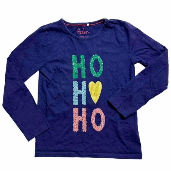 Mini Boden Ho Ho Ho Sequin Holiday Top Sz 6-7 - Picture 1 of 5